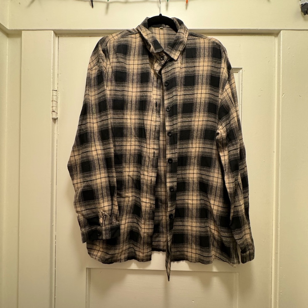 HangNiFang Oversized Flannel Plaid Shirts for Women Long Sleeve